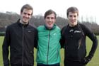Morpeth Harriers winners of the 2013 Durham Cathedral Relays senior mens race, from left to right: .Matt Nicholson, Ross Floyd and Lewis Timmins.